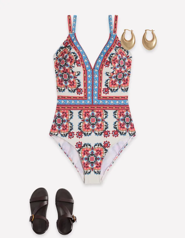 Arles Swimsuit - Pink, Ornamental Trellis | Boden USA
